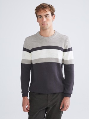 Lc Waikiki Yeni Sezon Bisiklet Yaka Uzun Kollu Renk Bloklu Erkek Triko Kazak