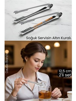 Sb Shopping Profesyonel Bar Serisi 2'li Paslanmaz Çelik Buz Maşası Seti | Kokteyl & Sunum Için Kaydırmaz Kavram