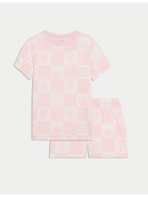 Marks & Spencer Saf Pamuklu Tatil Temalı Baskılı Pijama Takımı (1–16 Yaş)