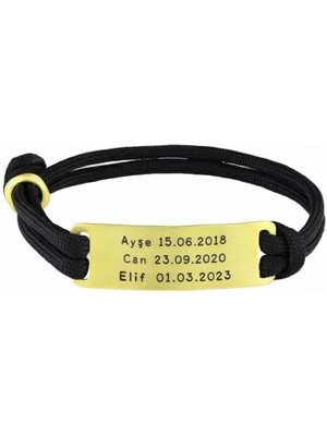 Mavili Gümüş Plaka Isimli Gümüş Ipli Bileklik - Altın