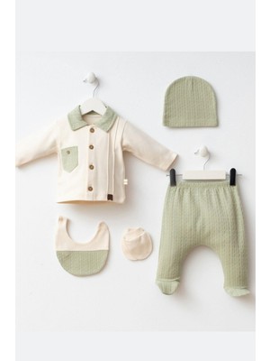 Cantoy Erkek Bebek Jakarlı ve Cep Detaylı 5'li Hastane Çıkış Zıbın Set