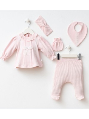 Cantoy Kız Bebek Dantel ve Bandana Detaylı 5'li Hastane Çıkış Zıbın Set