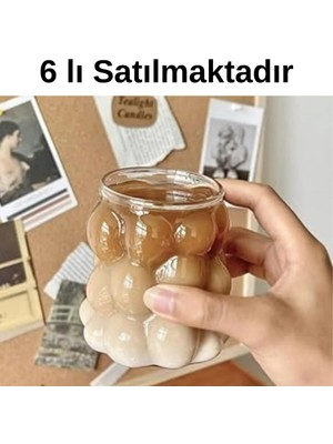 Royal Gross 6'lı Isıya Dayanıklı Borosilikat Boncuk Şekilli Bardak | Kahve ve Sunum Bardağı