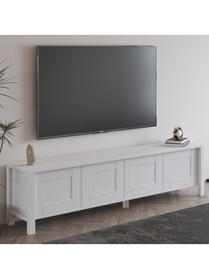 İnarch Dizayn Vachel 4 Kapaklı Modern Tv Sehpası Beyaz