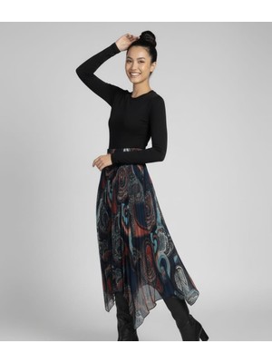 Kadın Astarlı Beli Lastikli Şifon Etek