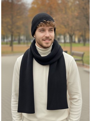 Derikem Erkek Yün Kışlık Selanik Örme Bere Atkı Ikili Set Takım