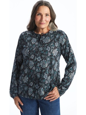 Lc Waikiki Yeni Sezon Bağlamalı Yaka Desenli Kadın Bluz