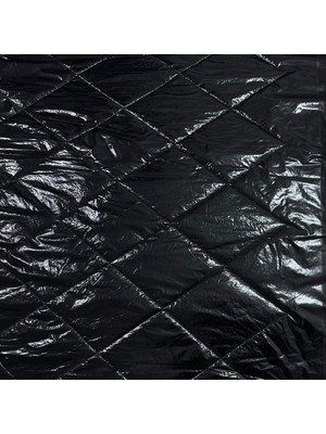 Kumaşçıtr Siyah Parlak Kapitone Kumaş - Kare Desenli Elyaf Dolgulu Montluk Yeleklik Kumaş (150 Cm)