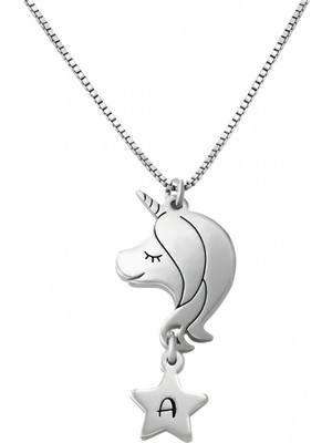 Mavili Gümüş Ponny Harfli Gümüş Kolye - Gümüş