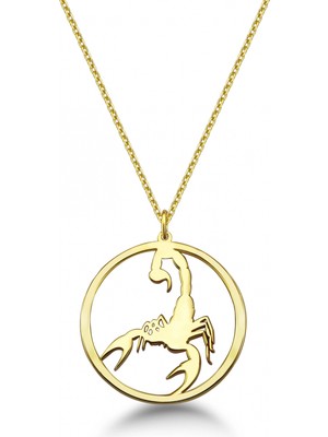 Mavili Gümüş Akrep Çember Kolye - Altın