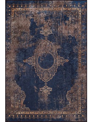 Borger Klasik Göbekli Lacivert Polyester ve Pamuklu Kaydırmaz Tabanlı Yıkanabilir Dijital Baskı