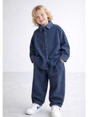 Cg Kids Lacivert Fitilli Kadife Takım Erkek Çocuk Süper Kalite