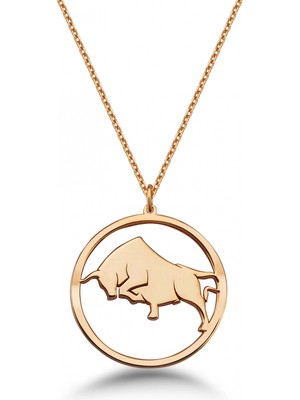 Mavili Gümüş Çember Boğa Burcu Gümüş Kolye - Rose