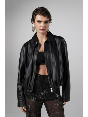 Valmenti Kadın Siyah Deri Mont 616 Z-4129 Bn Derımont SK25/26 Sıyah Plonje