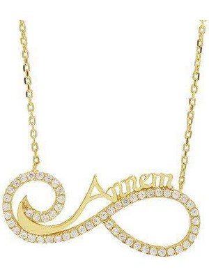 Mavili Gümüş Sonsuzluk Annem Gümüş Kolye - Altın