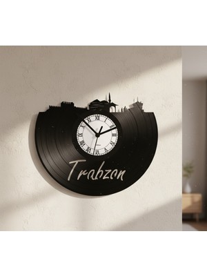 Craftverse Trabzon Şehir Silüeti Plak Duvar Saati