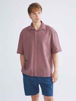 Lc Waikiki Yeni Sezon Rahat Kalıp Kısa Kollu Keten Görünümlü Erkek Gömlek