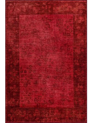 Sirohi Çerçeveli Kırmızı Polyester ve Pamuklu Kaydırmaz Tabanlı Yıkanabilir Dijital Baskı H