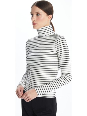 Lc Waikiki Yeni Sezon Dik Yaka Çizgili Uzun Kollu Kadın Body