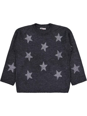 Civil Girls Yıldız Taş Baskılı 10-13 Yaş Kazak - Gri 10-11 Yaş