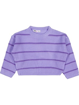 Civil Girls Çizgili 2-5 Yaş Kazak - Lila 3-4 Yaş