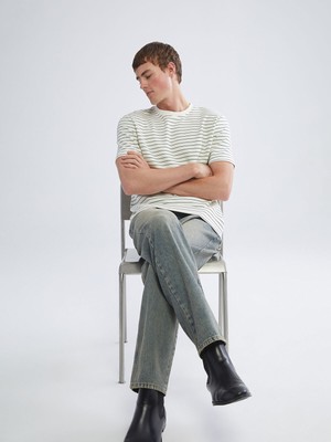 Lc Waikiki Yeni Sezon Bisiklet Yaka Çizgili Erkek Tişört