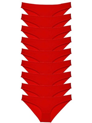 Giyim 9 Adet Süper Eko Set Likralı Kadın Slip Külot Kırmızı Beruflic