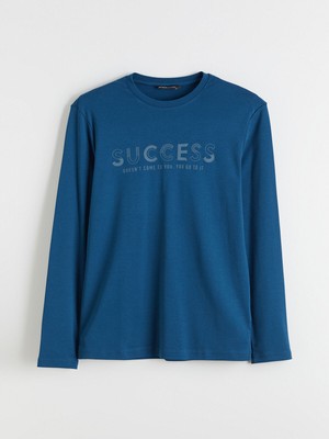 Lc Waikiki Yeni Sezon Bisiklet Yaka Baskılı Erkek Sweatshirt