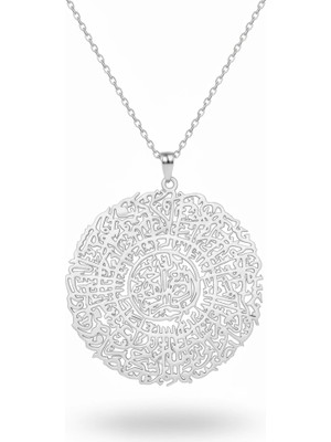 Mavili Gümüş Inşirah Suresi Gümüş Kolye - Gümüş