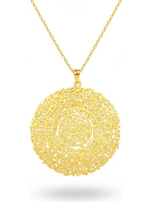 Mavili Gümüş Inşirah Suresi Gümüş Kolye - Altın