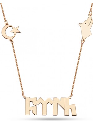 Mavili Gümüş Türk Yazılı Gümüş Kolye - Rose