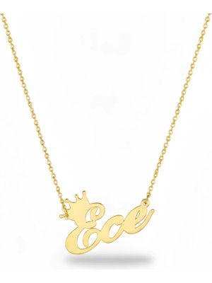 Mavili Gümüş Adın Tacı Kolyesi