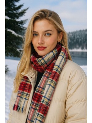 Kokoş Ekose Desenli Puf Kalın Şal