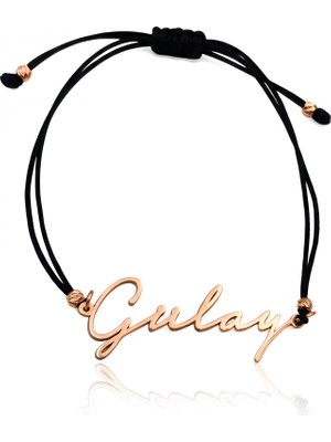 Mavili Gümüş Yeni Trend Gümüş Isim Bileklik - Rose