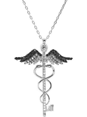 Mavili Gümüş Melek Kanadı Kadüse Gümüş Kolye - Gümüş