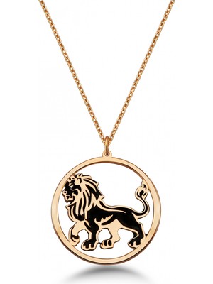 Mavili Gümüş Çember Aslan Burcu Gümüş Kolye - Rose