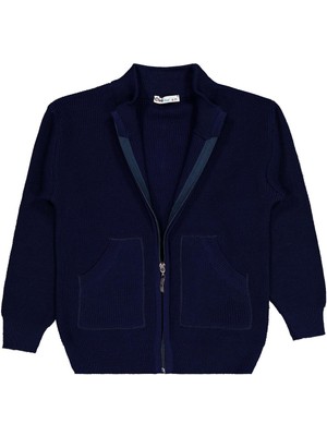 Civil Boys Fermuarlı Cepli 6-9 Yaş Hırka - Lacivert 7-8 Yaş