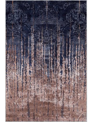 Bagoda Modern Lacivert Polyester ve Pamuklu Kaydırmaz Tabanlı Yıkanabilir Dijital Baskı Halısı