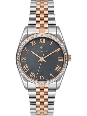 Gant Kadın Kol Saati Rose Gold Gümüş Kordon Gri Kadran 34 mm Paslanmaz Çelik Mineral Cam 5 Atm