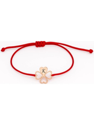 Mavili Gümüş Içi Boş Kalpli Yonca Gümüş Bileklik - Rose