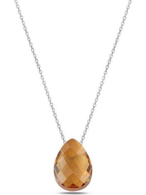 Mavili Gümüş Damla Zultanit Taşlı Gümüş Kolye - Gümüş