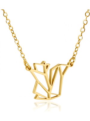 Mavili Gümüş Sincap Origami Gümüş Kolye - Altın