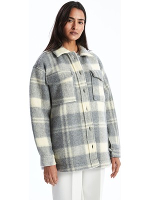 Lc Waikiki Yeni Sezon Ekose Oversize Kadın Pelüş Gömlek Ceket