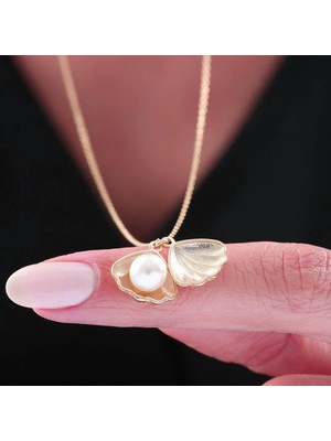 Mavili Gümüş Inci Tanem Flowers Gümüş Kolye - Rose