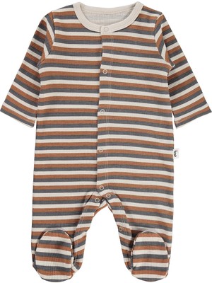 Civil Baby Çizgi Empirme 1-9 Ay Tulum - Bej 3-6 Ay