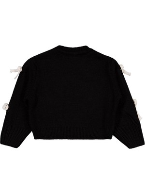 Civil Girls Fiyonk Aksesuarlı 2-5 Yaş Kazak - Siyah 4-5 Yaş