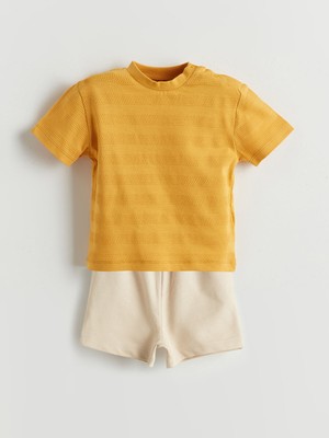 Lc Waikiki Yeni Sezon Çizgili Erkek Bebek Tişört ve Şort 2'li