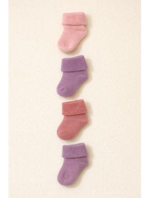 Katia & Bony Kız Bebek 4'lü Havlu Soket Çorap Pembe Mix