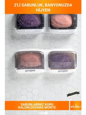 Letsii 2'li Kapaklı Abs Duvara Monte Yapışkanlı Banyo Mutfak Sabunluk