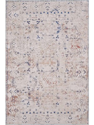 Aren Halı Mirim Modern Bej Polyester ve Pamuklu Kaydırmaz Tabanlı Yıkanabilir Dijital Baskı Halısı